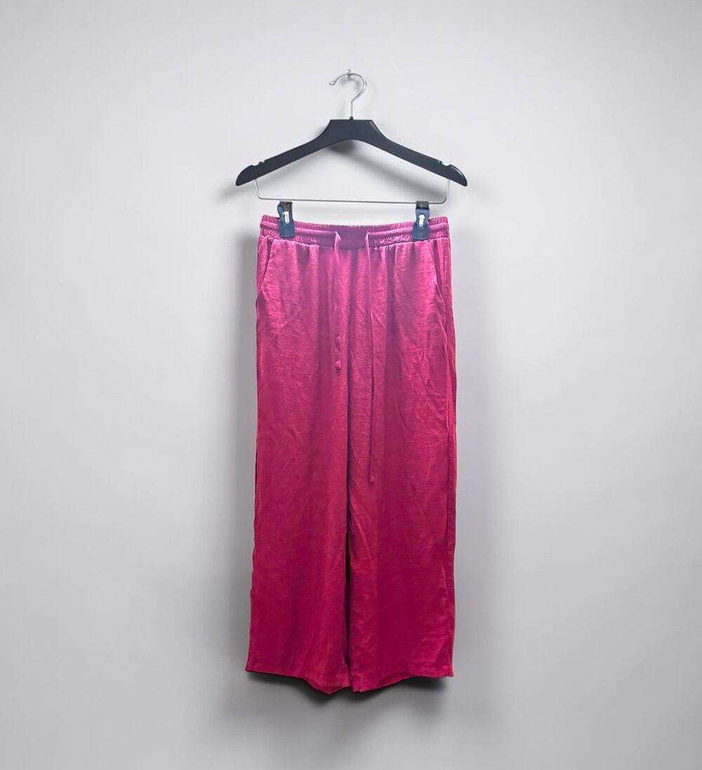 SHEIN Women’s Red Solid Pants Drawstring Elastic Waist Size L